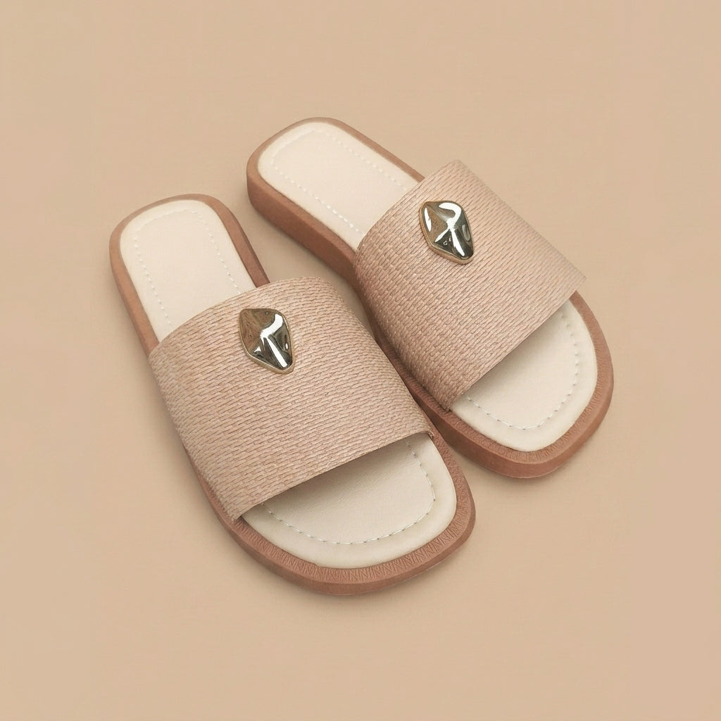 Sandália Slide Charm Gold