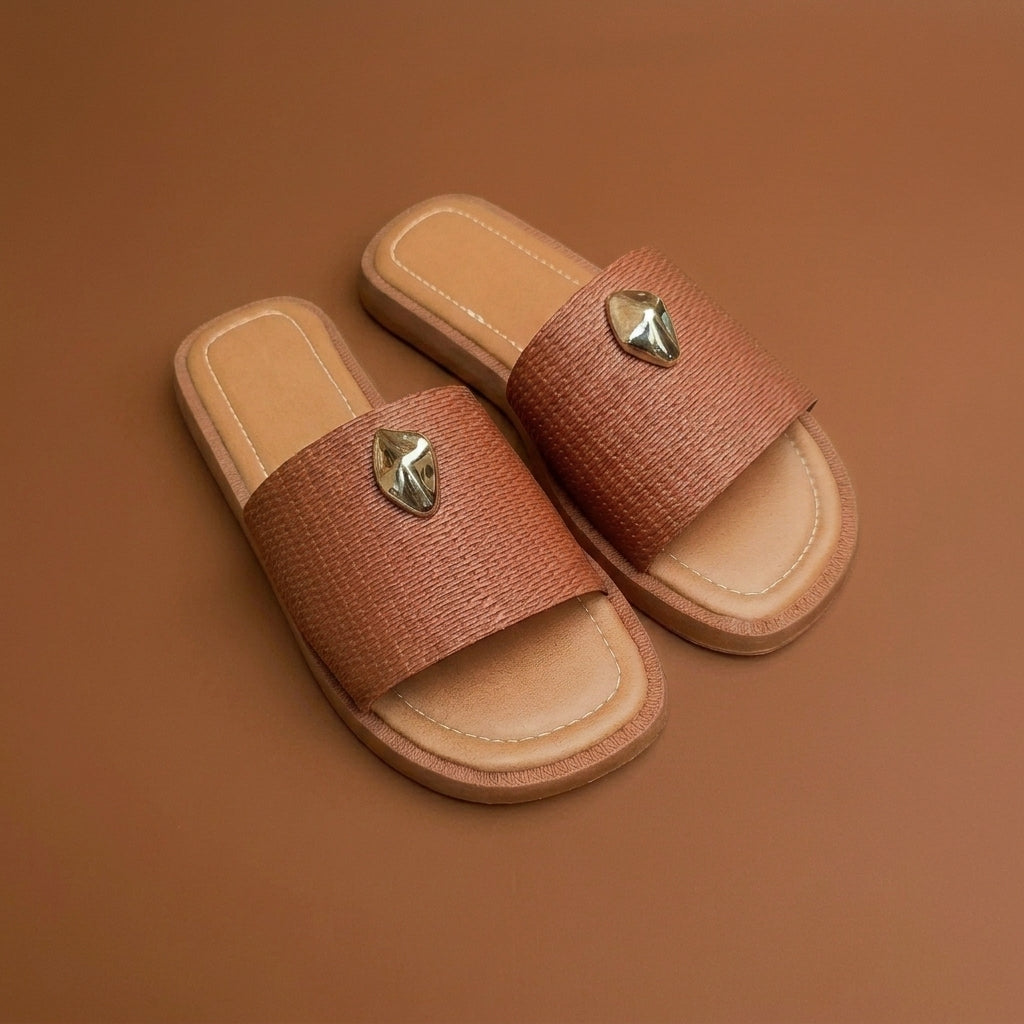 Sandália Slide Charm Gold