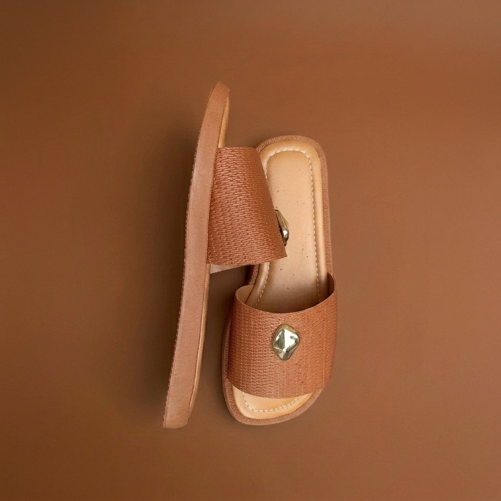 Sandália Slide Charm Gold