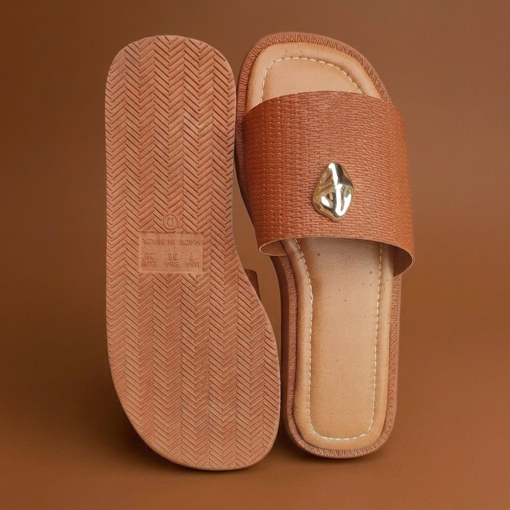 Sandália Slide Charm Gold