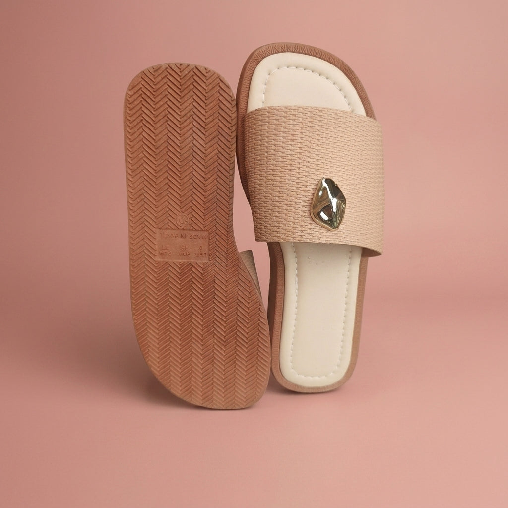 Sandália Slide Charm Gold